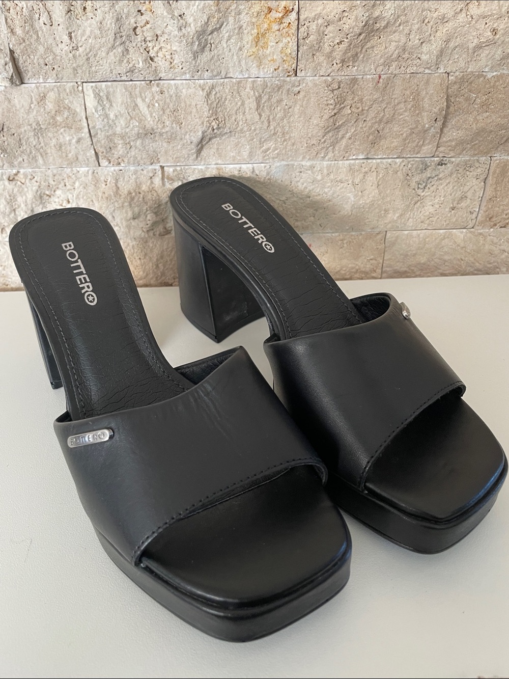 Bottero Black Wedge Mule
